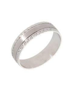 Pre-Owned 9ct White Gold 5mm Patterned Edge Wedding Band Ring