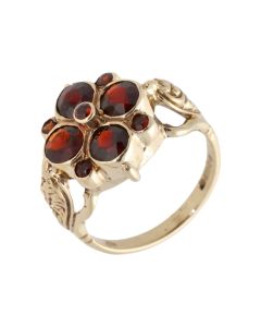 Pre-Owned 9ct Yellow Gold Garnet Cluster Ring