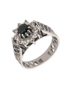 Pre-Owned Vintage 1973 18ct Gold Sapphire & Diamond Cluster Ring
