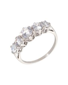 Pre-Owned 9ct White Gold 5 Stone Cubic Zirconia Dress Ring