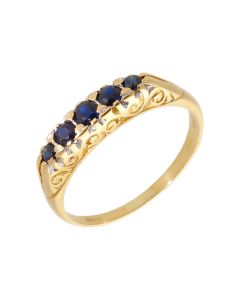 Pre-Owned 18ct Gold Vintage Style 5 Stone Sapphire Dress Ring