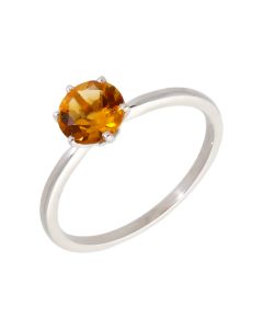 Pre-Owned 9ct White Gold Orange Quartz Solitaire Dress Ring