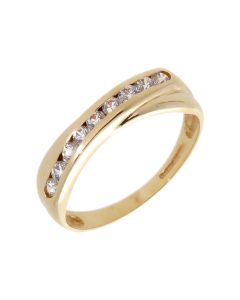 Pre-Owned 9ct Yellow Gold Cubic Zirconia Crossover Dress Ring