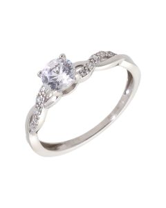 Pre-Owned 9ct White Gold Cubic Zirconia Solitaire Ring