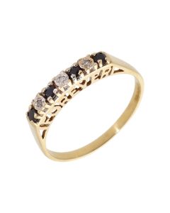 Pre-Owned 9ct Gold Sapphire & Diamond Forever Half Eternity Ring