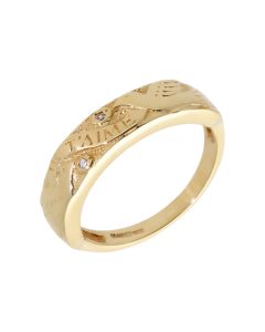 Pre-Owned 14ct Yellow Gold Diamond Set Je T'aime Dress Ring