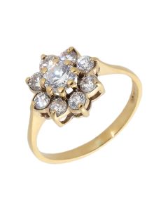 Pre-Owned 9ct Yellow Gold Cubic Zirconia Cluster Ring