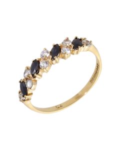 Pre-Owned 9ct Yellow Gold Sapphire & Cubic Zirconia Dress Ring