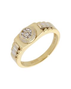 Pre-Owned 9ct Gold Childs Zirconia Set Rolex Style Dress Ring
