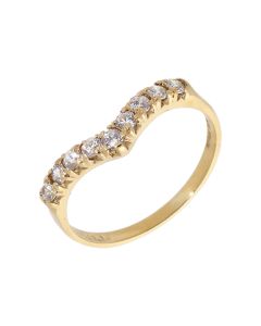 Pre-Owned 9ct Yellow Gold Cubic Zirconia Wishbone Ring