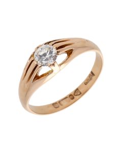 Pre-Owned 9ct Gold Cubic Zirconia Solitaire Style Signet Ring
