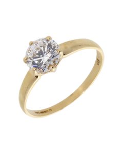 Pre-Owned 9ct Yellow Gold Cubic Zirconia Solitaire Ring