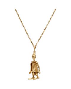 Pre-Owned 9ct Yellow Gold Clown Pendant & Belcher Chain Necklace