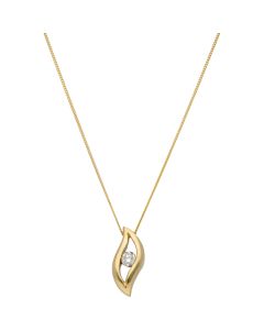 Pre-Owned 9ct Gold 0.25 Carat Diamond Set Wave Pendant Necklace