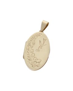 Pre-Owned 9ct Yellow Gold Bird Patterned Locket Pendant