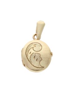 Pre-Owned 9ct Yellow Gold Part Patterned Oval Locket Pendant