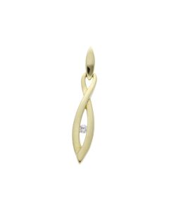 Pre-Owned 9ct Yellow Gold Cubic Zirconia Wave Twist Drop Pendant
