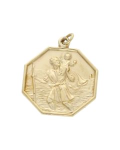 Pre-Owned 9ct Yellow Gold Octagonal St.Christopher Pendant