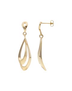 Pre-Owned 9ct Yellow Gold Double Wave Drop Earrings
