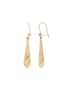 Pre-Owned 9ct Yellow Gold Patterned Drop Earrings