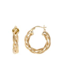 Pre-Owned 9ct Yellow Gold Woven Twist Hoop Creole Earrings