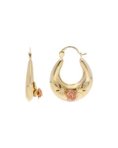 Pre-Owned 9ct Yellow & Rose Gold Flower Creole Earrings