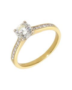 Pre-Owned 18ct Gold 1.11ct Diamond Solitaire & Shoulders Ring