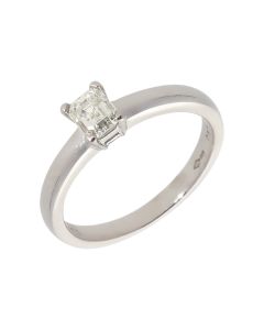 Pre-Owned Platinum 0.60 Carat Emerald Cut Diamond Solitaire Ring