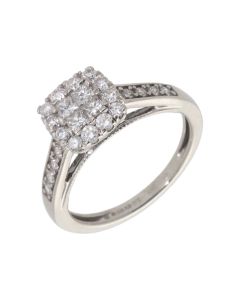 Pre-Owned 9ct White Gold 0.50 Carat Diamond Cluster Ring