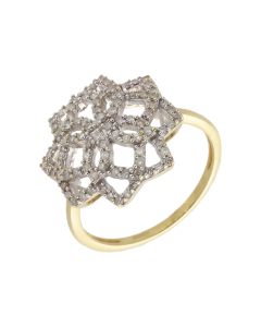 Pre-Owned 9ct Yellow Gold 0.48 Carat Diamond Flower Dress Ring