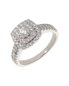 Pre-Owned 18ct White Gold 1.00 Carat Diamond Halo Cluster Ring