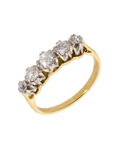 Pre-Owned 14ct Yellow Gold Old Cut Diamond 5 Stone Eternity Ring