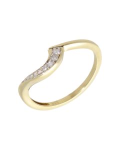Pre-Owned 9ct Yellow Gold Diamond Set Wave Shaped Dress Ring