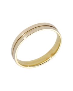 Pre-Owned 14ct Yellow & White Gold 4mm Ridged Wedding Band Ring