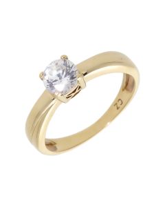Pre-Owned 9ct Yellow Gold Cubic Zirconia Solitaire Ring