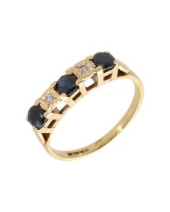Pre-Owned 9ct Gold Sapphire & Diamond 5 Stone Eternity Ring