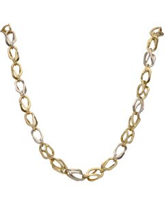 Pre-Owned 9ct Yellow & White Gold 32 Inch Twist Link Necklace