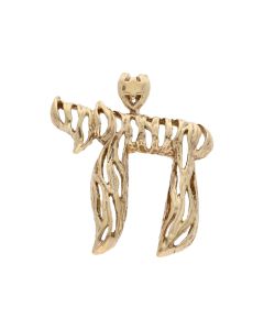 Pre-Owned 9ct Yellow Gold Barked Design Chai Pendant