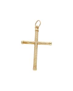 Pre-Owned 9ct Yellow Gold Hollow Twist Cross Pendant