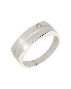 Pre-Owned 9ct White Gold Diamond Set Double Row Signet Ring