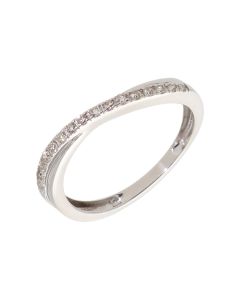 Pre-Owned 9ct White Gold Diamond Set Crossover Wave Dress Ring
