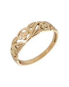 Pre-Owned 9ct Yellow Gold Cutout Shamrock Clover Dress Ring