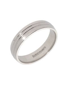 Pre-Owned 9ct White Gold Ridged 5mm Wedding Band Ring
