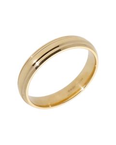 Pre-Owned 9ct Yellow Gold 4mm Lined Edged Wedding Band Ring