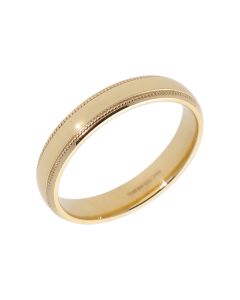 Pre-Owned 9ct Yellow Gold 4mm Beaded Edge Wedding Band Ring