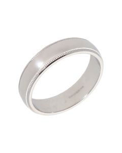 Pre-Owned 9ct White Gold 5mm Beaded Edge Wedding Band Ring