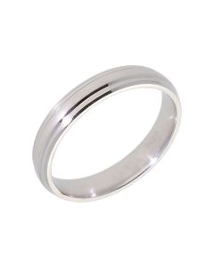 Pre-Owned 9ct White Gold 4mm Lined Wedding Band Ring