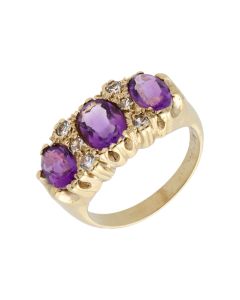 Pre-Owned 9ct Gold Vintage Style Amethyst & Spinel Dress Ring