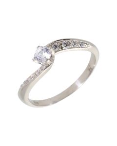 Pre-Owned 9ct White Gold Cubic Zirconia Solitaire Twist Ring