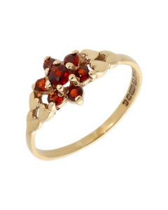 Pre-Owned 9ct Yellow Gold Garnet Cluster Ring